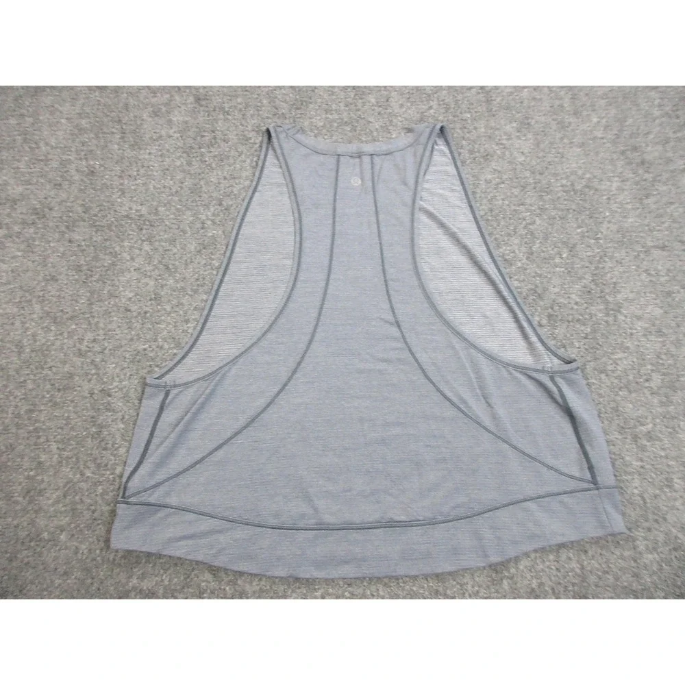 Lululemon Tank Top Womens Medium Gray High Neck Cropped Athletic Gym Relaxed